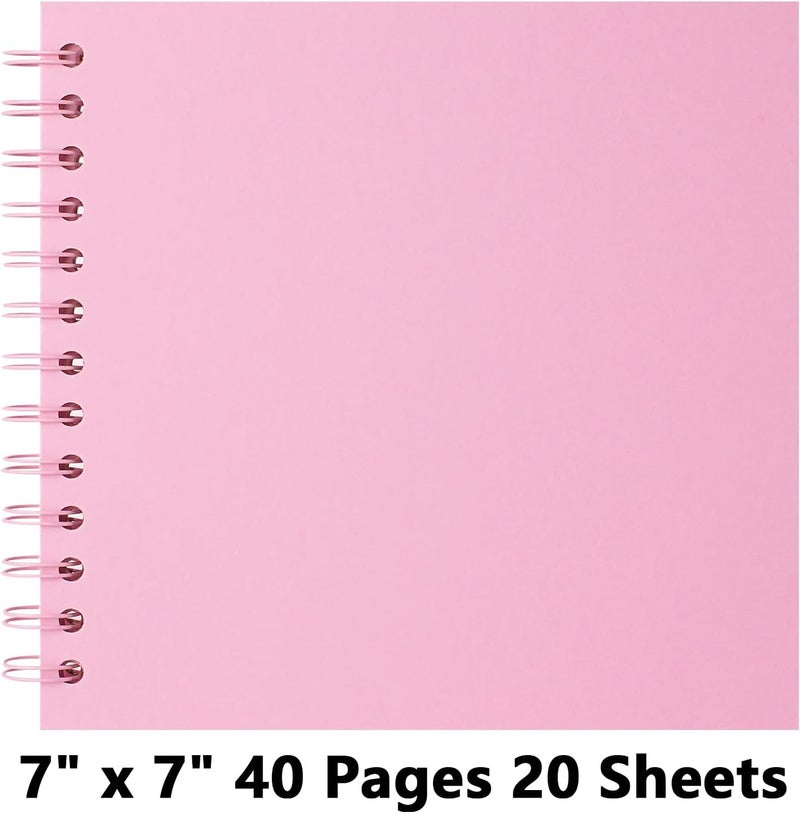 Remowith 7X7 Inch DIY Scrapbook Photo Album, Kraft Blank Paper Scrap Book 40 Pages Memory Book for Wedding Family, Pink - Image 5